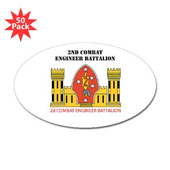 2CEB - M01 - 01 - 2nd Combat Engineer Battalion with Text - Sticker (Oval 50 pk)